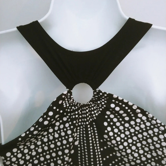 Black and White Random Polka Dot Sleeveless halter-like top S - Picture 6 of 7